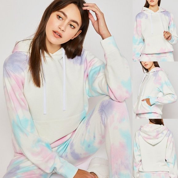 Reflex Tops - NEW Soft Fleece Tie Dye Hoodie Pullover Sweatshirt